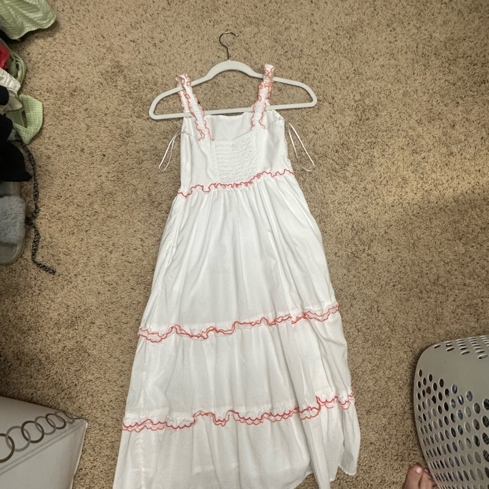 J. Crew White Dress with Orange Accents